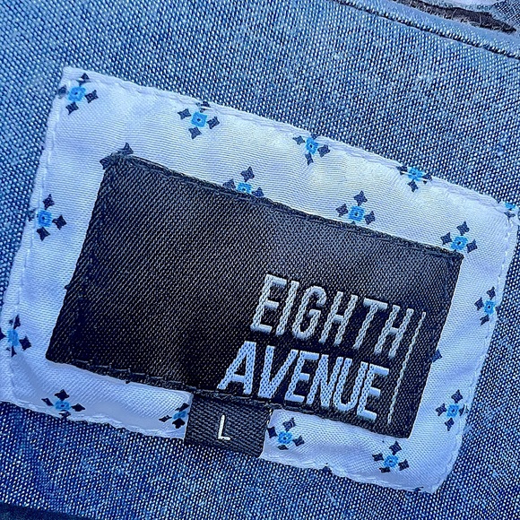 Eighth Avenue White and Blue Casual long sleeve Button Down Mens Shirt Size L - Picture 2 of 7